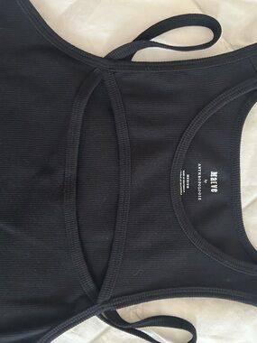 Anthropologie Maeve Black Ribbed Cutout Tank Top